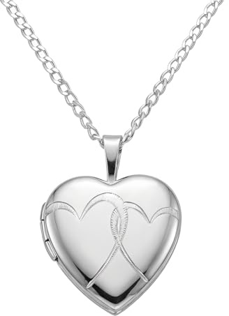 Girls Sterling Silver Hearts Locket with 16 Silver Chain - Space for 2 photographs inside