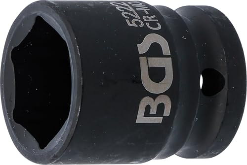 BGS 5222 | Kraft-Steckschlüssel-Einsatz Sechskant | SW 22 mm | Antrieb Innenvierkant 12,5 mm (1/2) | Chrom-Molybdän-Stahl | phosphatiert | für Hand- und Schlagschrauber