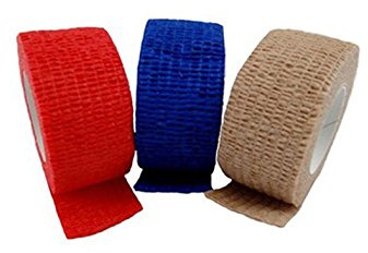 10 x Rollen Fingerverband Pflaster BE-SCHU-PLAST Tape wasserfest elastisch Rot, Blau und Haut, Farbe:Haut