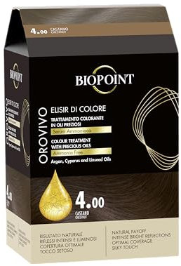 Biopoint Orovivo - Elisir di Colore, Set Tinta Capelli in Olio Senza Ammoniaca, Azione Nutriente e Illuminante, Dona un Colore Intenso e Brillante, 142 ml