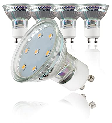 B.K.Licht Lampadine LED luce calda, 3W (equivalenti a 25W) attacco GU10, confezione da 5, 250 lumen, 3000Kelvin, per faretti, plafoniere, lampade, illuminazione da interno 230V