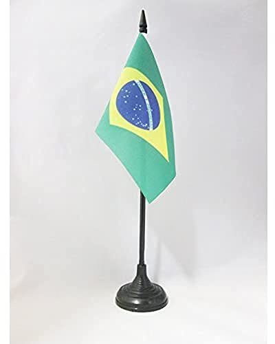AZ FLAG Bordsflagga Brasilien 15x10 cm Brasiliansk 100D Polyester Plastfot