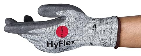 Ansell HyFlex 11-425 Guantes de Trabajo Anticortes, Protección Mecánica y Automotriz o IndustrialProtección Mecánica Industrial, Rendimiento Frente a la Abrasión, Talla S (12 Pares)