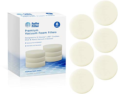 Fette Filter - Vacuum Foam Filter Compatible with Hoover LiNX Cordless Stick and Hand Vacuums. Compare to Part # 410044001. (6-Pack)