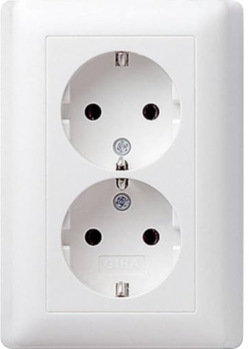 Gira 078003 Doppel Schuko Steckdose Standard 55, reinweiß