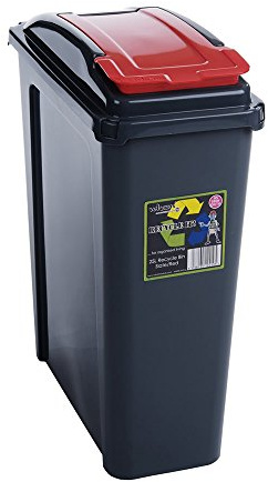 WHATMORE 25 LITRE RECYCLE BIN - SLATE /RED
