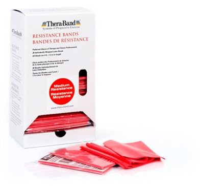 TheraBand Original Fitnessband | 30 St. x 1,50m | Widerstandsbänder | Terrabänder | Gymnastikband | Stretchband | Heimtraining, Krafttraining, Rückenübungen, Therapie, Reha | 100% Naturlatex