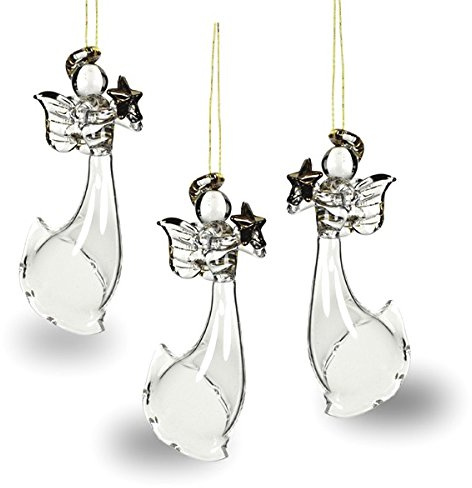 SIKORA BS270 Engel Christbaumschmuck Glas Figur Weihnachtsbaum Anhänger 3er Set