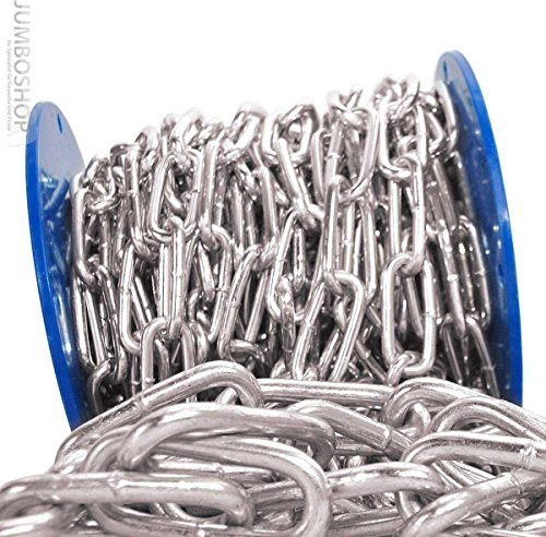 Seilwerk STANKE 3mm 60m Rundstahlkette langgliedrig Rolle Stahlkette | verzinkt Eisenkette – Für Absperrung, Befestigung, Aufhängung und vielseitige Werkstattprojekte