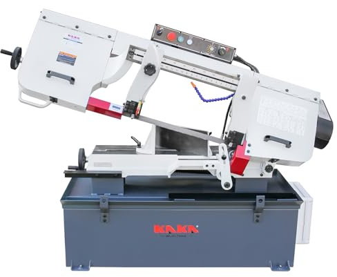 KAKA INDUSTRIAL Horizontal Metal Cutting Bandsaw,10 Inch (254mm) 2HP 220V Single Phase, 4-Speed, Hydraulic Feed, Coolant System, Steel Aluminum Pipe Structural Fabrication​ BS-1018B
