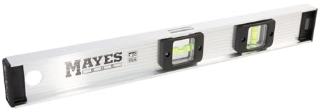 Mayes 10110 Aluminum 18 Inch Level, Proudly Made in USA Leveler Tool, Heavy Duty I-Beam Construction for Jobsite Use, 2 Impact-Resistant Vials, V-Groove for Pipe Work