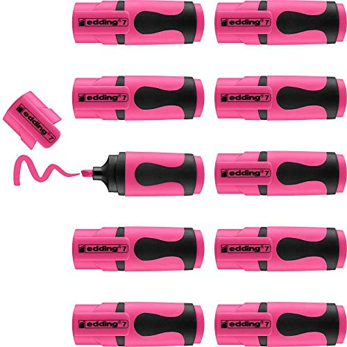 edding 7 Mini Textmarker - neonpink - 10 highlighter pens - Keilspitze 1-3 mm - Textmarker klein in trendigen Farben - für Bullet Journal, Schule, Uni oder Büro