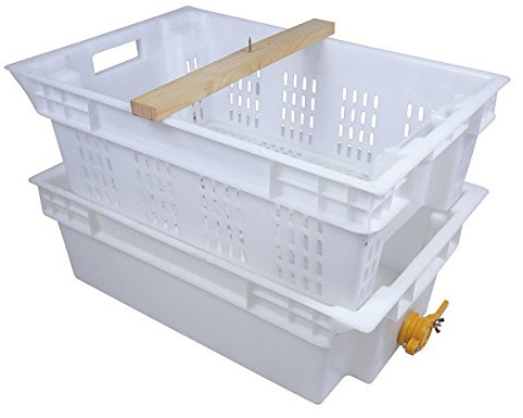 Bac à désoperculer en plastique Uncapper avec traverse et robinet pour le miel, Superposable et emboîtable