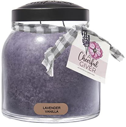 A Cheerful Giver — Lavender Vanilla - 34oz Papa Scented Candle Jar with Lid - Keepers of the Light - 155 Hours of Burn Time, Gift Candle, Violet