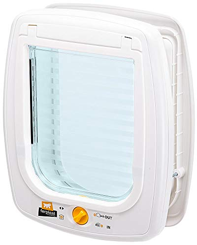 Ferplast Katzenklappe, Hundeklappe, katzenklappe große katzen, Kleine Hundetür, 4-wege steuerbarer Ein- und Ausgang, Pendeltür mit Schutz vor Zugluft, SWING 9 Haustierklappe, Weiß