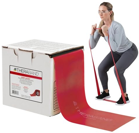 THERABAND Resistance Band Red, Medium, 25-Yd Roll, Latex-Free Elastic Exercise Band for Physical Therapy, Yoga, Pilates, Stretching, Home Workouts, Cut-to-Length, Color-Coded Resistance Levels