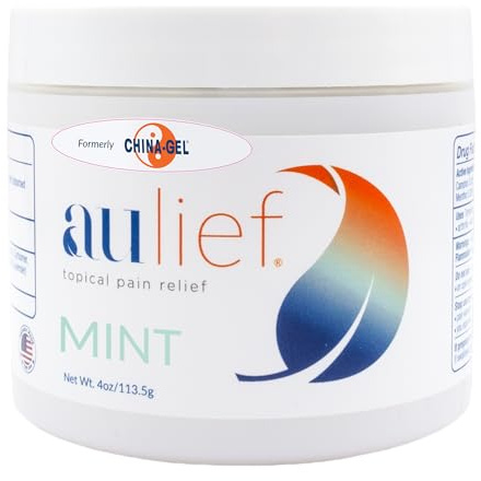 China-Gel Aulief Pain Relief Cream Arthritis & Muscle Rub for Sore Muscles & Joint Pain, Neck, Knee & Back Aches, Premium Mint Green Topical Gel, 4 oz Jar
