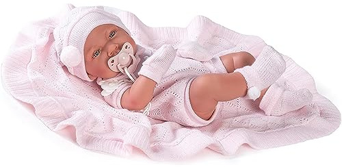Antonio Juan Puppe neugeborenes Baby mit Mütze 42 cm Rosa