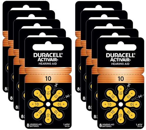 Duracell Batteria per apparecchi acustici taglia 10, 80 batterie