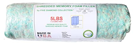 Five Diamond Collection 5 LBS of New Shredded Memory Foam Fill for Pillows,Bean Bags/Chairs, Dog Beds,Cushions