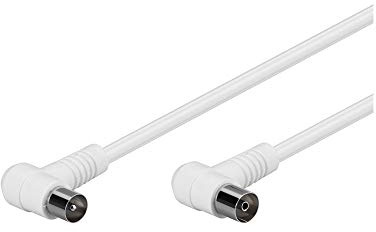Goobay 67356 Cavetto Antenna Coax Ad Angolo Coassiale (80 dB), Schermatura Doppia, Bianco, 5m Lunghezza del Cavo