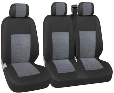2 + 1 Qualität Grau Premium Stoff Sitzbezüge für VW Transporter T4 1992–2003 VW T5 Multivan Caravelle Renault Master Trafic Citroen Versand Relais Fiat Scudo DUCATO VW Transporter T5 T28/30 Peugeot Expert Boxer Ford Transit Van Vauxhall Vivaro Mercedes Vito Sprinter Peugeot Expert Van