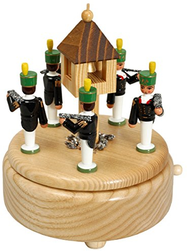 Rudolphs Schatzkiste Spieldose Bergmannsparade bunt mit Huthaus BxHxT 13x16x13 cm NEU Spieluhr Spielwerk Musikdose Musik Figur Seiffen Erzgebirge Holz Dekoration Weihnachten