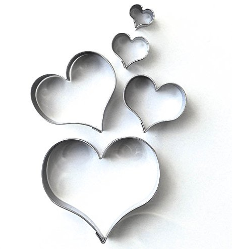Cuore Set da 5 liscia curvo per terrazze – tagliapasta, Stampo in acciaio inox