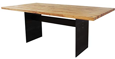 Esstisch Manhattan Kernbuche massiv 200 x 100 cm, Designer Tisch Massivholz mit Rohstahl Tischgestell, Holztisch Metall Stahl, Premium Esstisch, Design Esstisch Exklusiv!