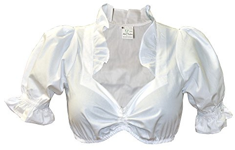 Alpin-Trachten Jenny Dirndl Blouse Stand-Up Collar White, White, 22