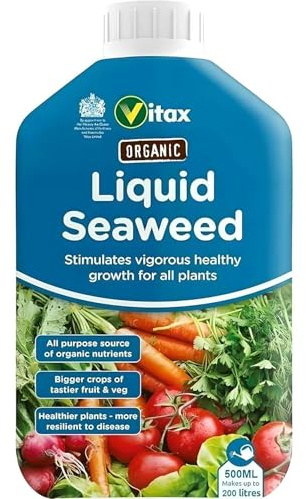 Vitax Organic Liquid Seaweed, Concentrated, Bigger Crops, Healthier Plants, Suitable For Plants, Flowers and Fruit & Vegetables- 500ml