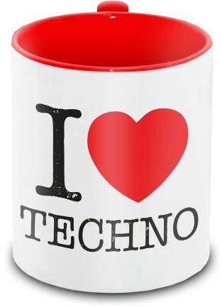 I love Techno - Tasse weiß/rot, Tasse im klassischen  I love  - Design