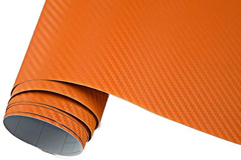 Neoxxim 7€/m2 Premium - Auto Folie - 3D Carbon Folie - ORANGE 200 x 150 cm- blasenfrei Lackfolie Möbelfolie