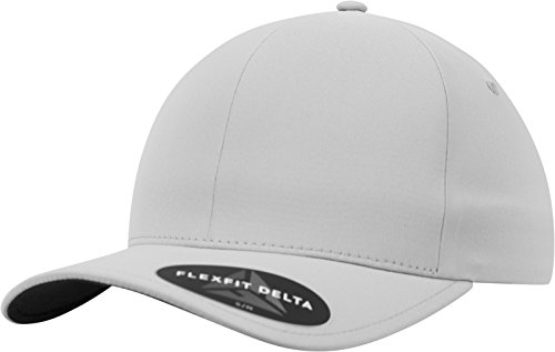 Flexfit Delta Baseball Cap, Unisex Basecap aus Polyester für Damen und Herren, ohne Naht, wasserabweisend, Silver, L/XL