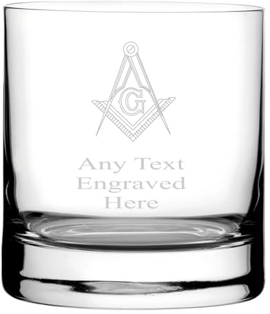 Engraved Masonic Whisky/Whiskey Mixer Glass WG7 in Silk Lined Gift Box [Custom]