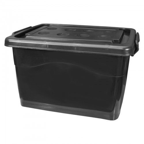 Aufbewahrungsbox mit Deckel und Rollen 40 Liter schwarz