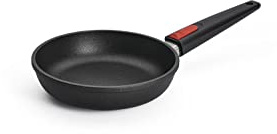 Woll – Nowo Titanium Flachpfanne Ø 20 cm, 5 cm hoch mit abnehmbarem Stiel – Aluminiumguss Antihaftpfanne – für Ceran, Gas, Elektro & Halogen – nicht induktionsgeeignet, backofenfest