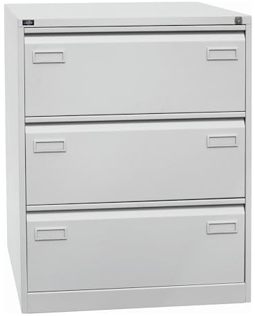 BISLEY Light Hängeregistraturschrank, doppelbahnig, DIN A4, 3 HR-Schubladen, Metall, 645 Lichtgrau, 62.2 x 80 x 101.6 cm | 2-bahnig, 3 Schübe, DIN A4, lichtgrau