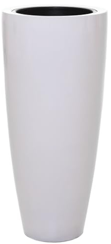VIVANNO Pot de Fleurs City Fibre de Verre Blanc Brillant Rond - 80x37 | Vase sur pied intérieur et extérieur protégé - Design moderne pour couloir, hôtel et vitrine - Stable & Robuste