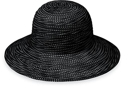 Wallaroo Hat Company Damen Petite Scrunchie Sonnenhut - UPF 50+, verstaubar für jeden Tag, entworfen in Australien., Schwarz/Weiß Punkte, Einheitsgröße