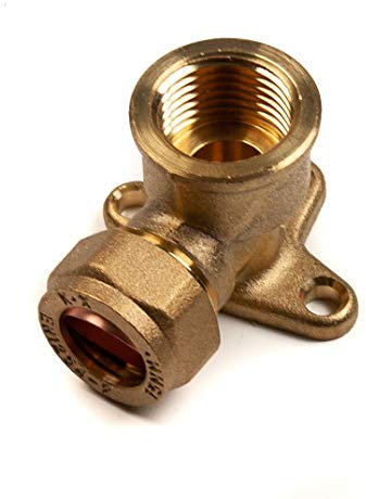 15mm x 1/2 Wall Plate Elbow Compression Brass