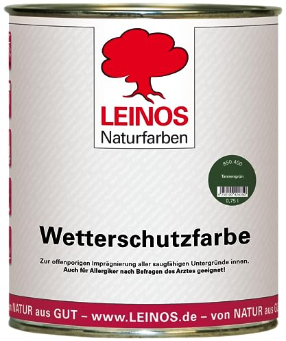 LEINOS Wetterschutzfarbe 750 ml | Tannengrün Holzlasur für Holzfassaden Fenster Gartenhäuser | wetterbeständige Deckfarbe, effektive Versiegelung, langanhaltender Schutz auf Ölbasis im Außenbereich