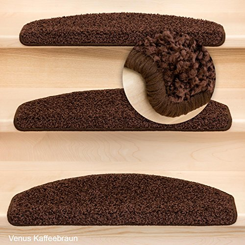 Kettelservice-Metzker Stufenmatten Shaggy - Venus Halbrund - Kaffeebraun & versch. Set. Varianten ! (13 STK.Kaffeebraun)