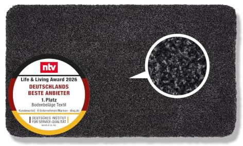 Halkfri matta för smutssamlande inomhus tvättbar – svart 75 x 130 cm rektangulär | Absorberande ren entrématta inomhus Entra absorberande lättskött ren entrématta 100 % bomull dörrmatta robust dörrmatta