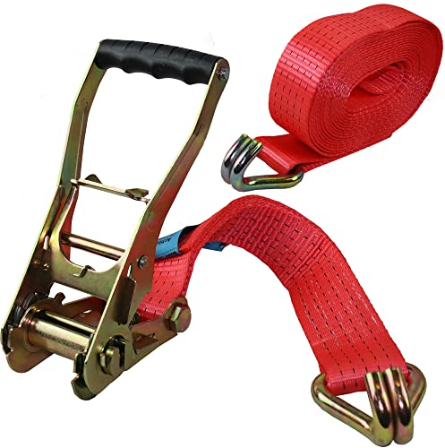 Cinghia di tensionamento 8 m 5t (2500/5000 daN KG) due pezzi | 1 pezzo | cinghie di tensione | 50 mm con cricchetto e gancio 2 pezzi cinghie a cricchetto 8 metri TÜV/GS