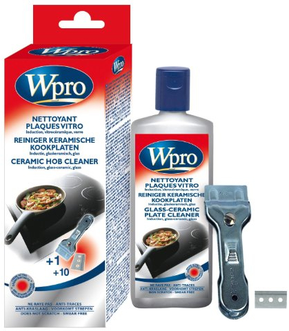 Wpro KVT001 Kit Vitrocéramique: 1 Nettoyant Vitro Flacon 250 ml + 1 Grattoir + 10 Lames