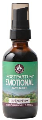 WishGarden Herbs Postpartum Emotional Baby Blues, Herbal Mood Support Tincture, St. John's Wort, Passionflower, Motherwort, Black Cohosh, Breastfeeding Safe, 2oz