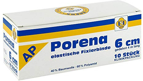 PORENA elast.Mullbinde 6 cm weiß o.Cello 10 St