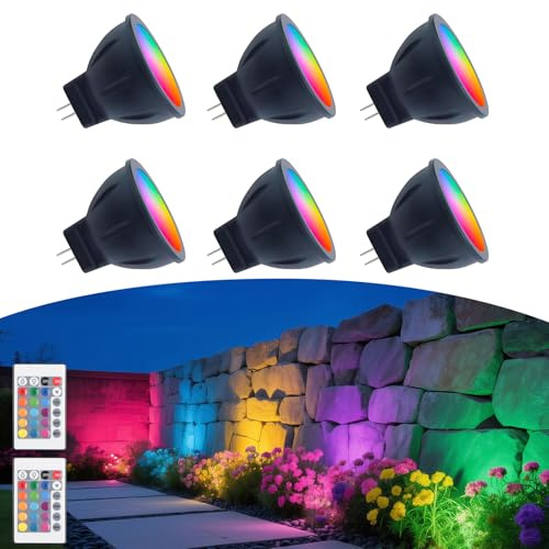 Makergroup RGB MR11 LED Bulbs Color Changing, GU4 Bi-pin Base, Warm White+15 Multicolors and 4-Level Brightness on Remote Control, 12V MR11 Halogen Bulb Replacement