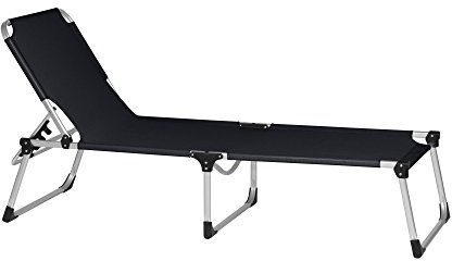 Siena Garden Dreibeinliege Alu-Dreibeinliege XXL, 201x69,5x95cm, Gestell: Aluminium, Fläche: Ranotex-Gewebe in schwarz, in schwarz
